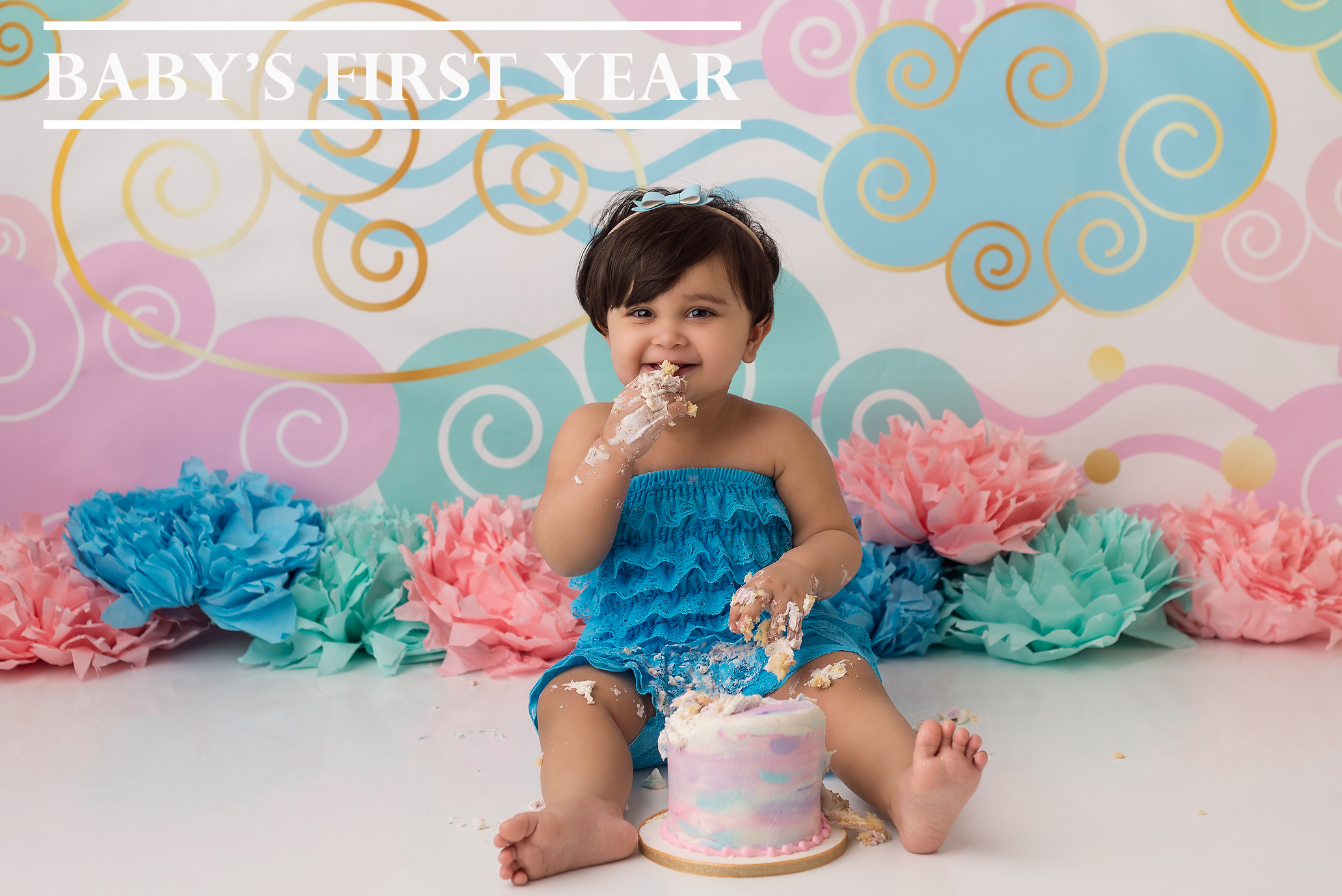 BABY MILESTONE cake smash pink mint blue Kingston cake smash photographer