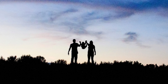 silhouette family portrait