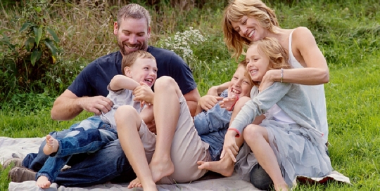 family laughing portrait