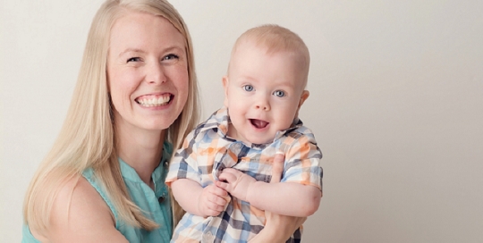 mom and son studio portrait