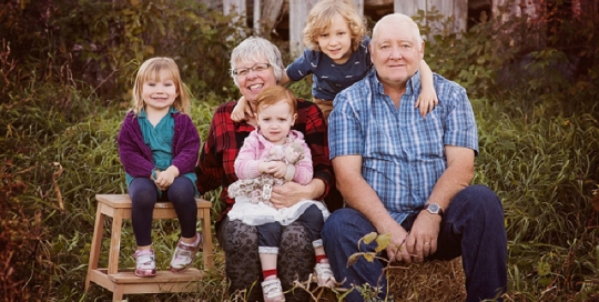 grandparents with grandchildren portrait