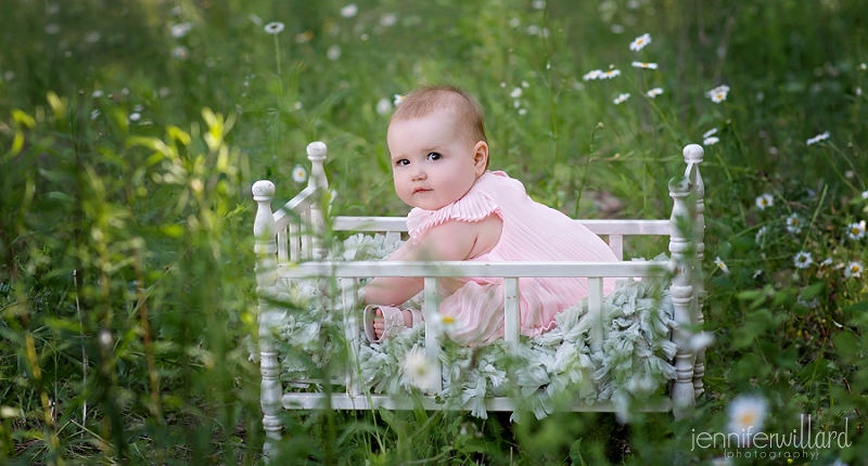 Baby in pink dress photography