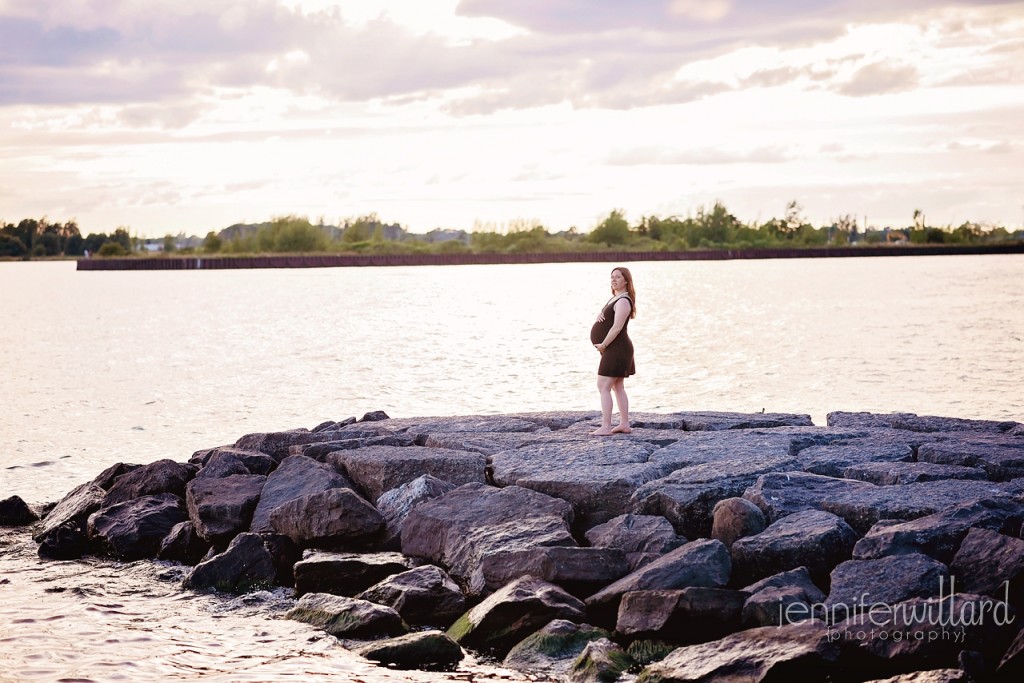 sunset pregnancy on the lake