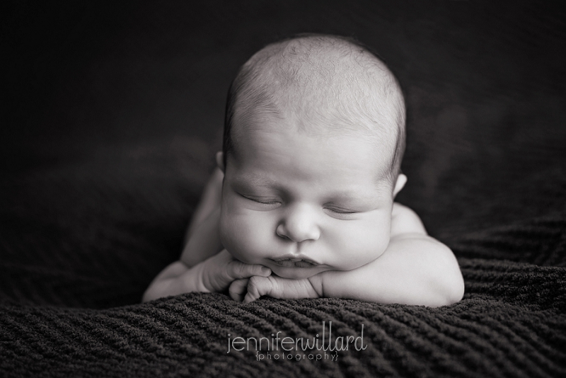 newborn in black and white