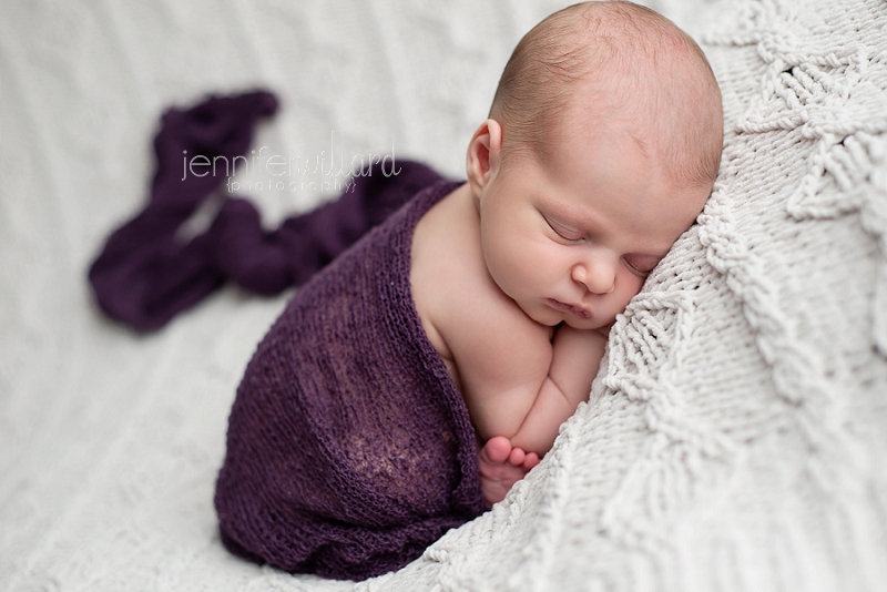 white and purple newborn photography