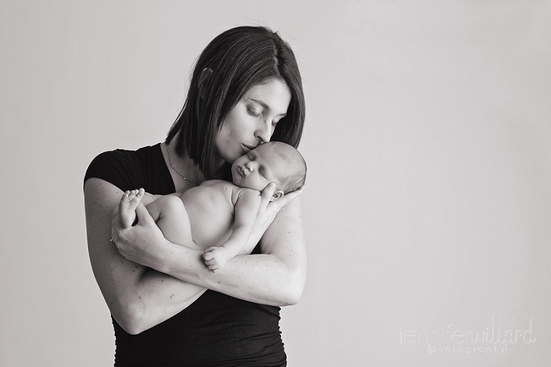 black and white mom and baby picture