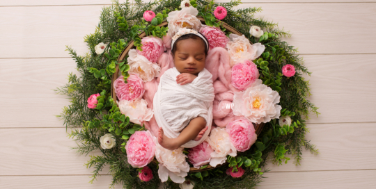 newborn girl flower wreath headband Kingston baby Photographer