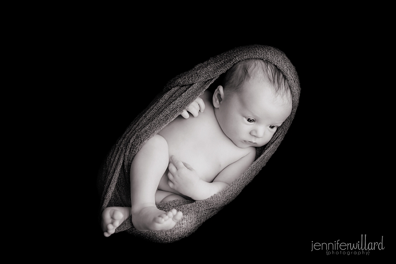 black and white newborn portrait