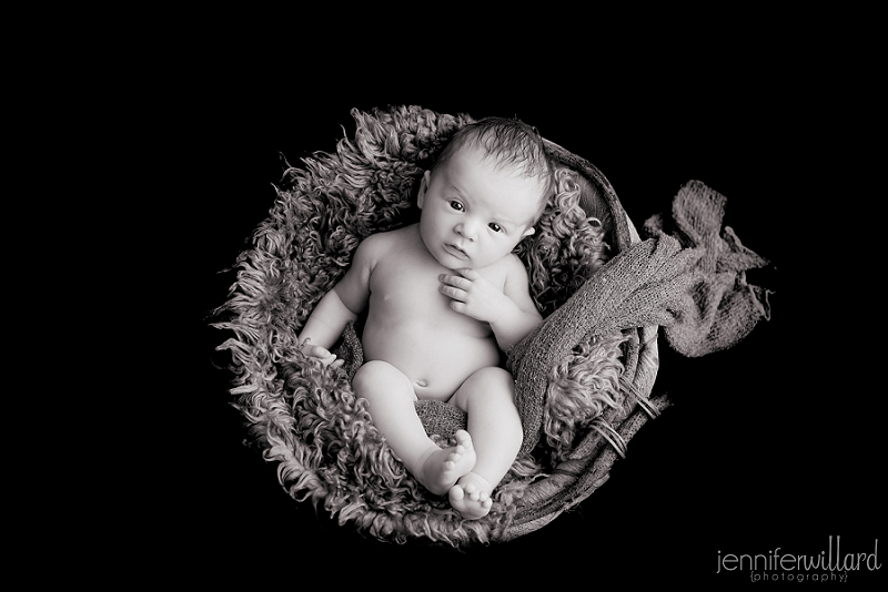 black and white newborn photography