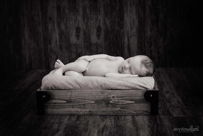 black and white newborn portrait