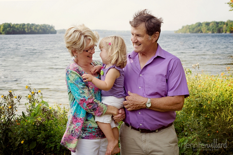 family portraits on the lake