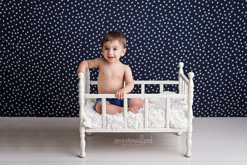 first-year-milestone-portrait-photography-baby-boy-blue-white-set-design-ygk-kingston-ontario-photography