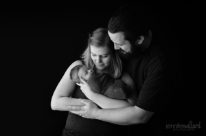 black-and-white-newborn-parent-studio-portrait