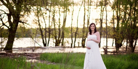 sunset posed pregnancy portrait, mother, dress, kingston ontario maternity photographer