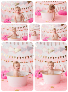 Cake Smash After Bath Portrait Gold Pink Theme Kingston Cake Smash Photographer