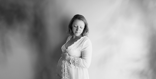 black and white maternity photography in studio by Kingston Ontario Photographer Jennifer Willard Photography