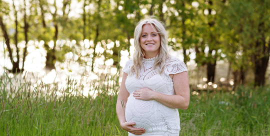 maternity portrait kingston ontario in lace white dress