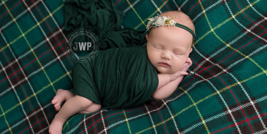 green plaid blanket tartan Newfoundland baby girl Canadian newborn Photographer