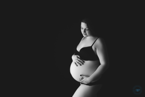 pregnant mom in black bra and underwear by Kingston Maternity Photographer