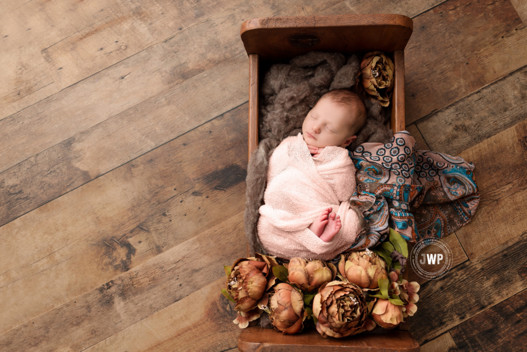 baby girl handmade Egyptian cradle brown flowers Kingston Photographer