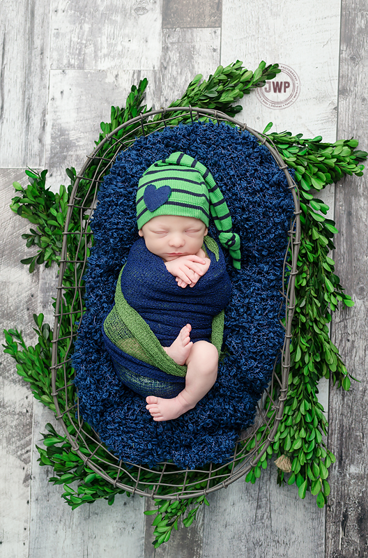 newborn baby boy blue green Kingston Newborn Photographer