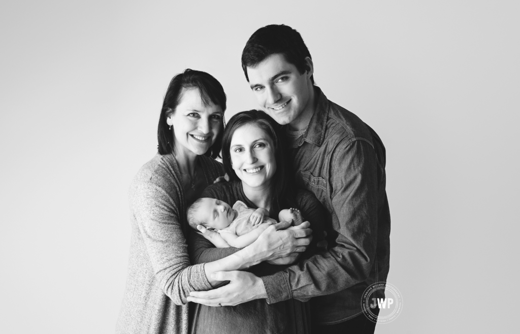 newborn baby girl with parents and grandmother Kingston Newborn Photography