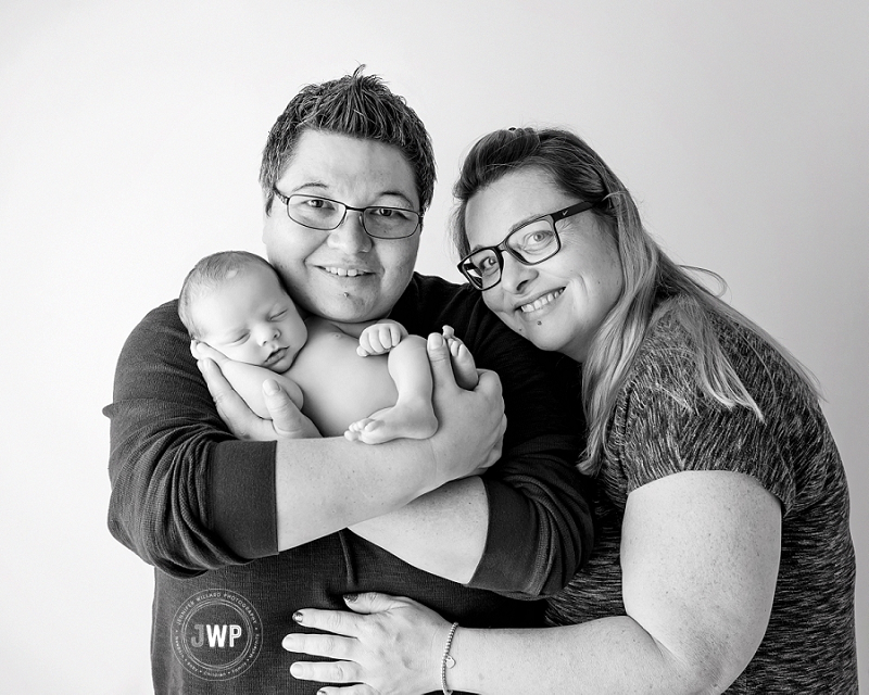 newborn posed family portrait two mothers Kingston Newborn Photographer