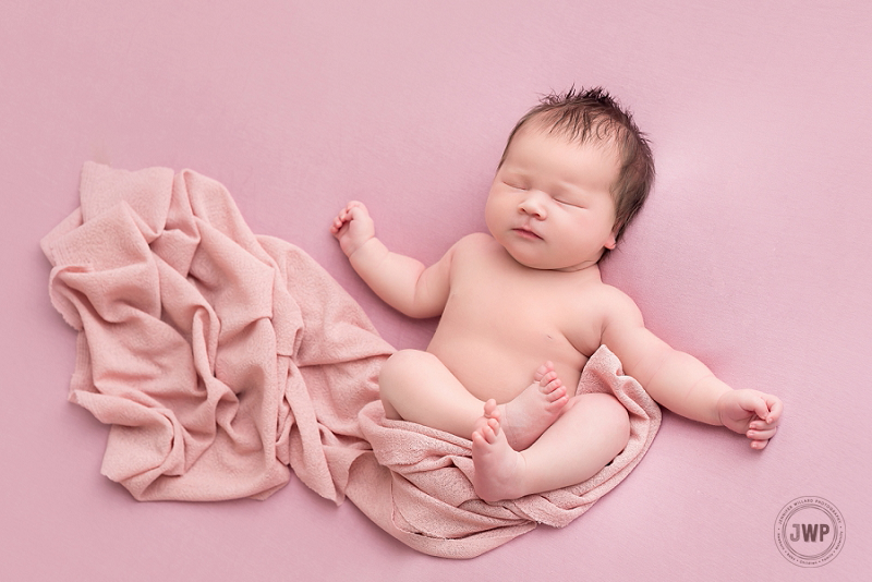 posed newborn portrait pink blanket pink wrap Kingston Newborn Photographer