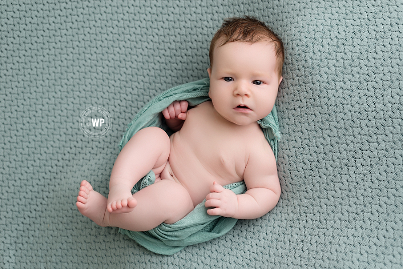 newborn posed portrait sage blanket Kingston baby Photographer