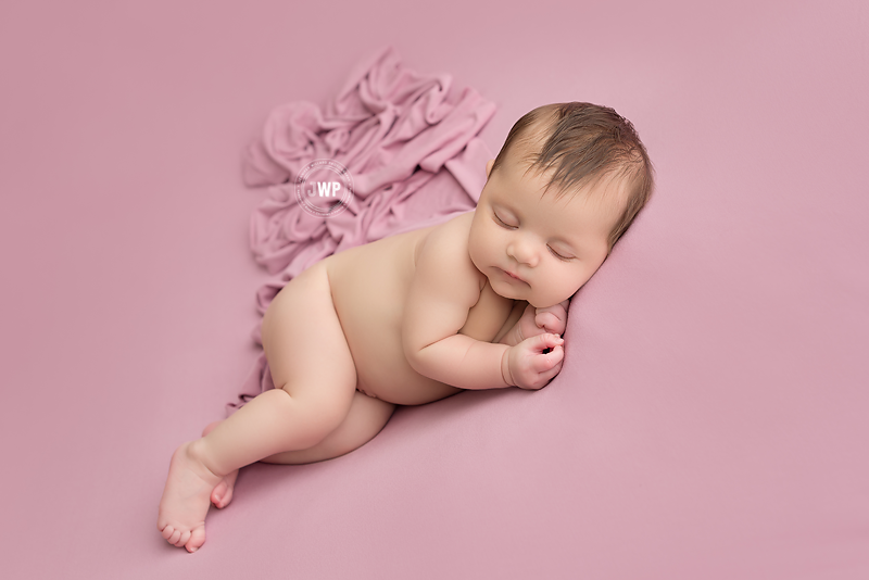 newborn posed portraits pink blanket Kingston Ontario Photographer