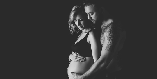 posed couple pregnancy portrait black and white Kingston Maternity Photographer