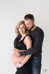 posed pregnancy studio portrait couple Kingston Maternity Photographer