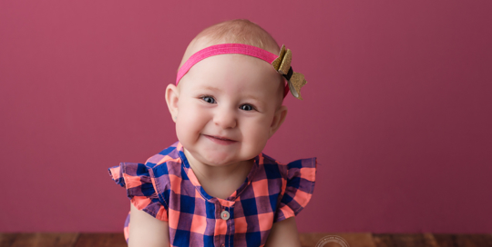 baby milestone portrait pink backdrop Kingston baby Photographer