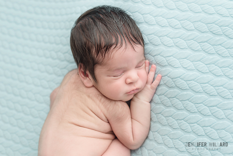 newborn baby boy picture blue blanket Kingston Photography studio