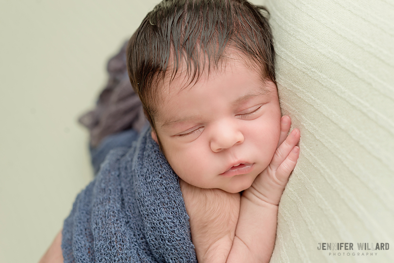 newborn photo yellow blanket blue wrap Kingston family Photographer