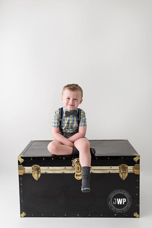 birthday portrait boy 4 years steamer trunk Kingston portrait photographer