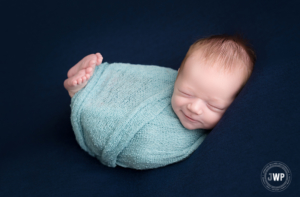 baby boy blue wrap blue blanket Kingston newborn photographer