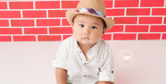 baby boy fedora hat red brick wall Kingston Photographer