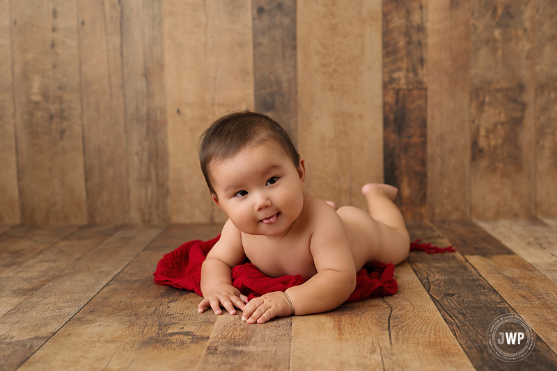 baby boy wood backdrop red scarf Kingston Photographer