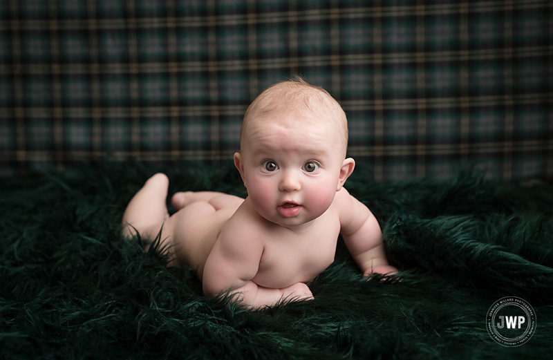 baby girl 6 months old bucket flower romper Kingston Photographer