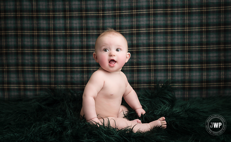 baby girl 6 months old green plaid fur Kingston Photographer