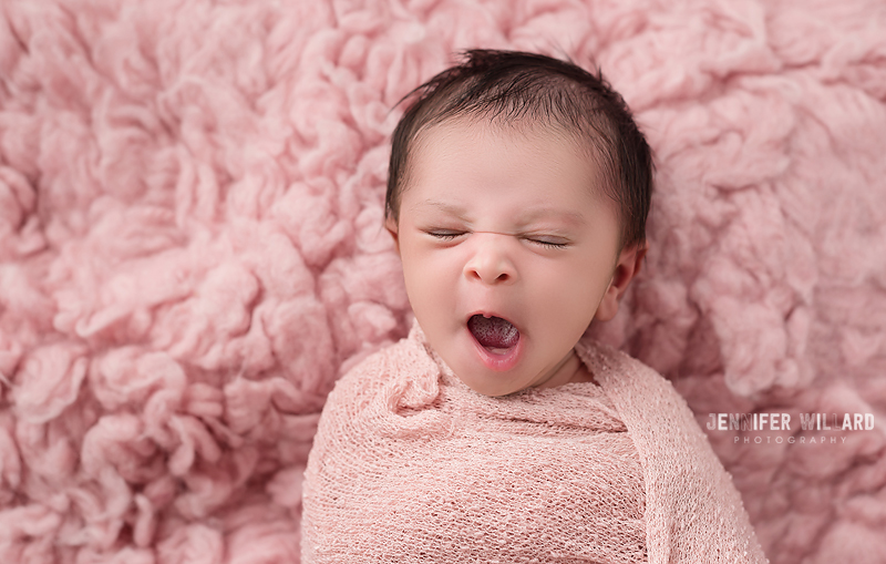 baby girl pink flokati pink wrap Kingston newborn photographer