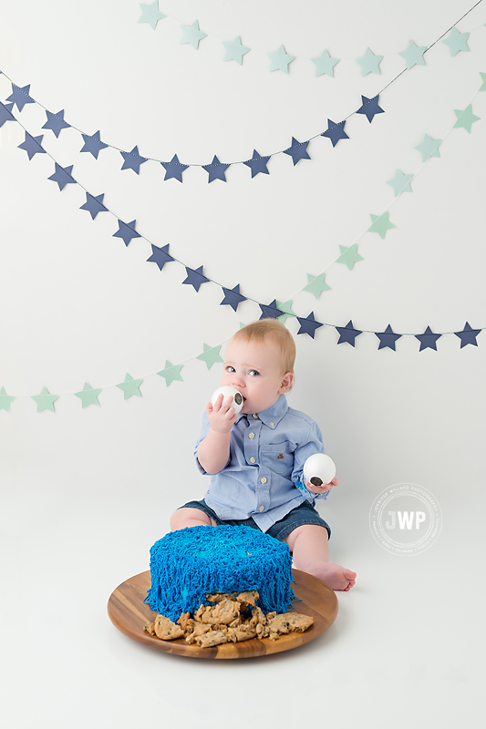 cookie monster first birthday cake smash Kingston ontario photographer