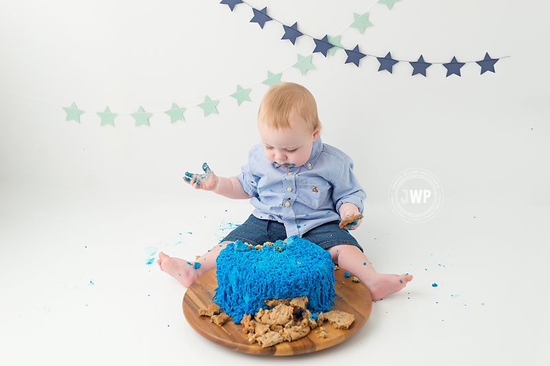 first birthday cake smash blue cookie monster Kingston baby photographer