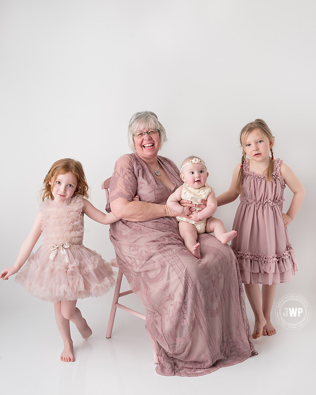 grandmother cousins mauve dress studio Kingston Ontario children Photographer