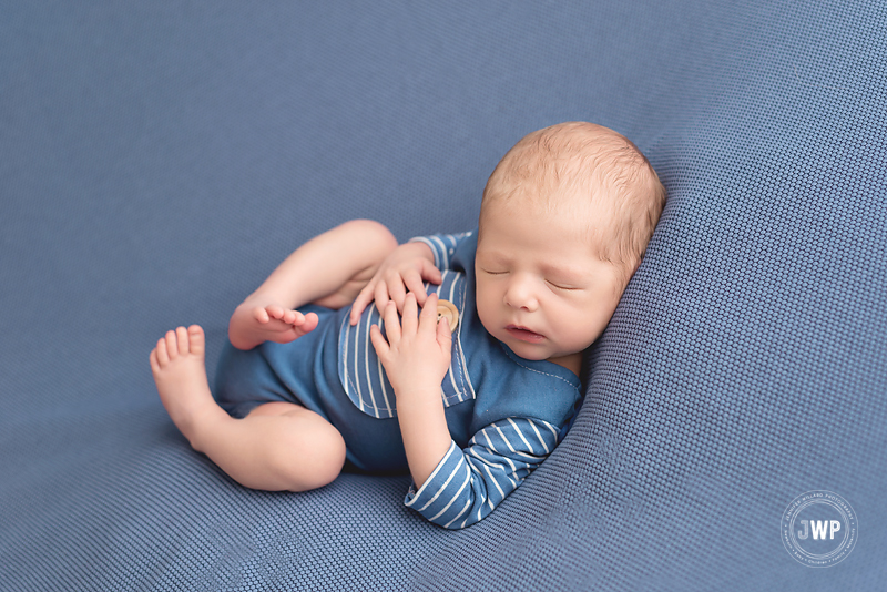 newborn boy blue outfit Kingston baby photographer