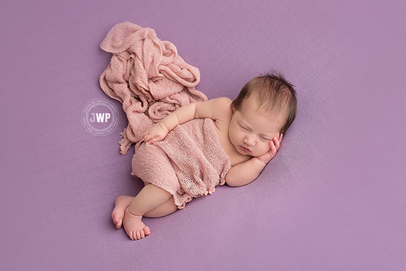 newborn girl purple blanket Kingston baby picture