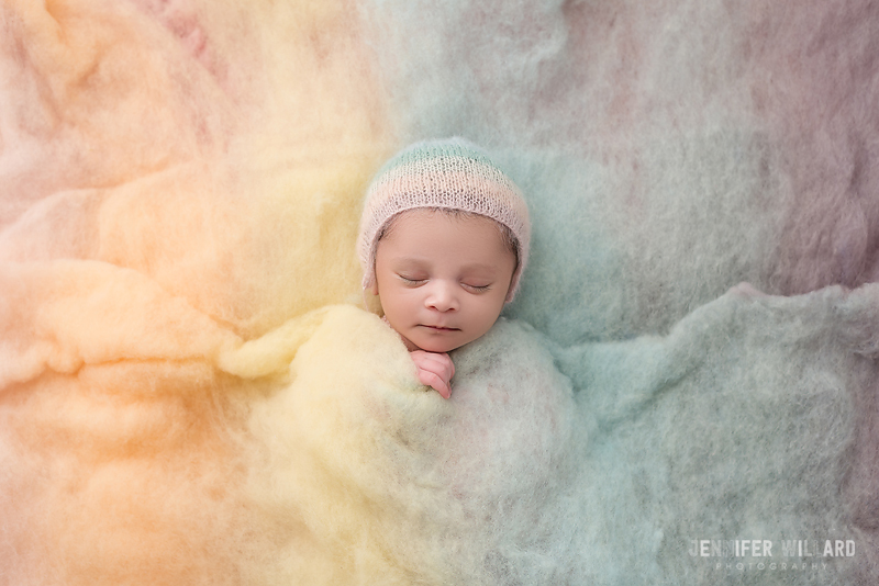 rainbow baby newborn picture multi colour Kingston family photographer