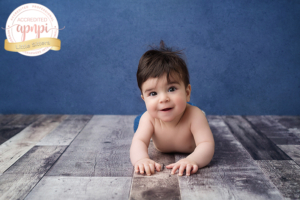 6 month baby blue backdrop APNPI Accredited Baby Photographer Kingston Photographer