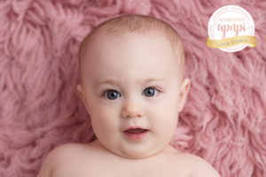 6 month baby girl pink flokati APNPI Accredited Baby Photographer Kingston Photographer